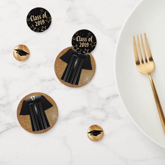 Black and Gold Abschluss Confetti Konfetti (Gruppe)