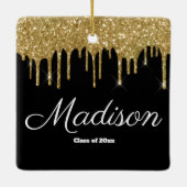 Black and Gold Abschluss Gift Class of 2023 Grad Keramikornament (Rückseite)