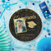 Black and Gold Abschluss Senior Foto Class 20xx, Pappteller (Party)