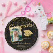 Black and Gold Abschluss Senior Foto Class 20xx, Pappteller (Party)