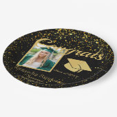 Black and Gold Abschluss Senior Foto Class 20xx, Pappteller (Schrägansicht)