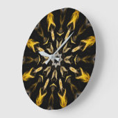Black and Gold Abstrakt Mandala Große Wanduhr (Winkel)