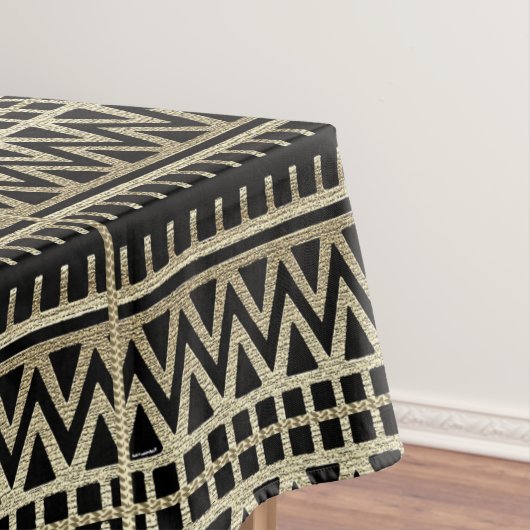 Black and Gold African Mud Cloud Print Tischdecke (Beispiel)