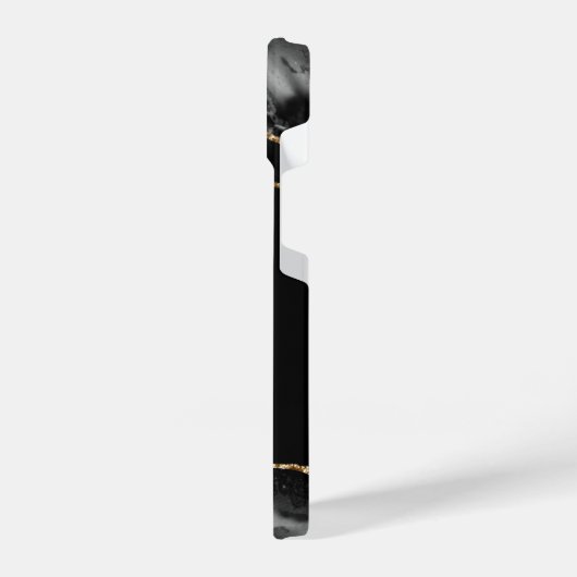 Black and Gold Agate Geode Monogram iPhone iPhone Hülle (Linke Seite)