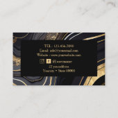 Black and Gold Agate Marble Nail Artist Visitenkarte (Rückseite)