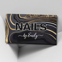 Black and Gold Agate Marble Nail Artist