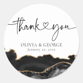 Black and Gold Agate Wedding Danke Stickers