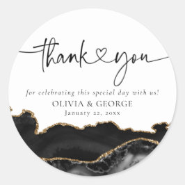 Black and Gold Agate Wedding Danke Stickers