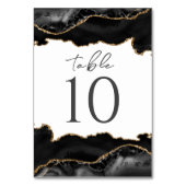Black and Gold Agate Wedding Table Card Tischnummer (Rückseite)
