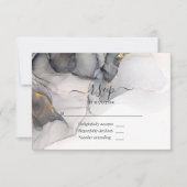 Black and Gold Alcohol Ink Wedding RSVP Card Karte (Vorderseite)