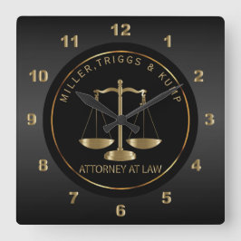 Black and Gold - Anwalt auf dem Rechtsweg Quadratische Wanduhr