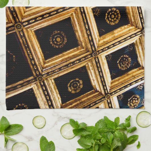 Black and Gold Architektur Geschirrtuch (Gefaltet)