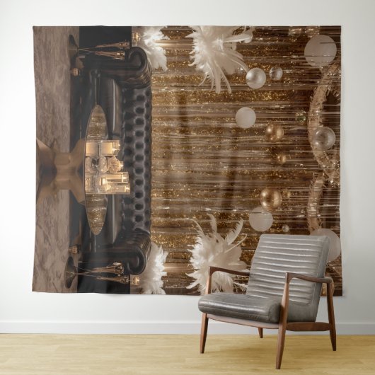Black and Gold Art Deco Back Drop Great Gatsby Wandteppich (Beispiel (Horizontal))