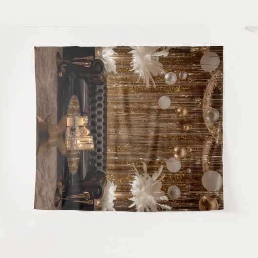 Black and Gold Art Deco Back Drop Great Gatsby Wandteppich (Vorderseite (Horizontal))