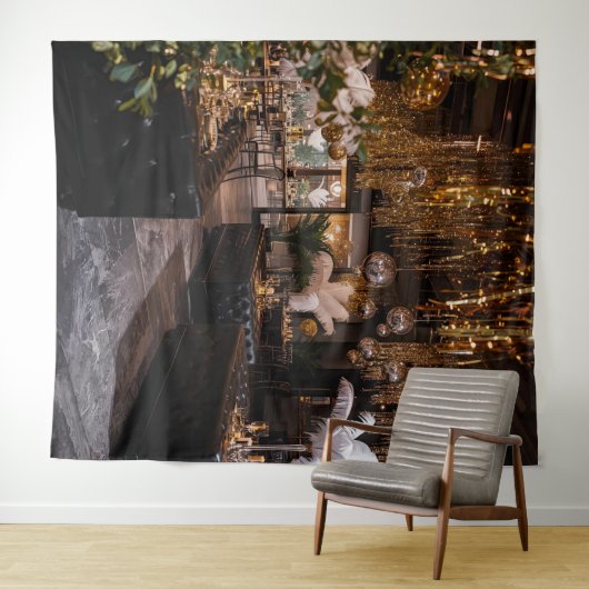 Black and Gold Art Deco Back Drop Wandteppich (Beispiel (Horizontal))