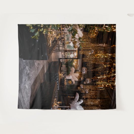 Black and Gold Art Deco Back Drop Wandteppich (Vorderseite (Horizontal))