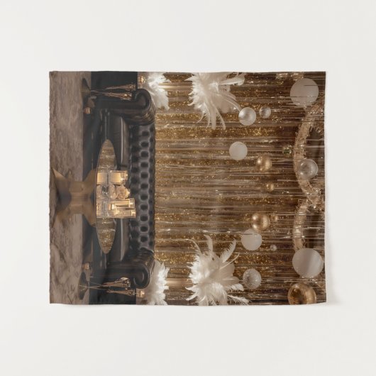 Black and Gold Art Deco Backdrop Wandteppich (Vorderseite (Horizontal))