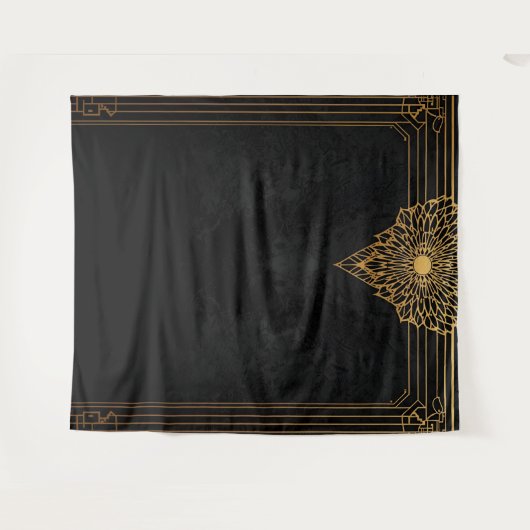 Black and Gold Art Deco Backdrop Wandteppich (Vorderseite (Horizontal))