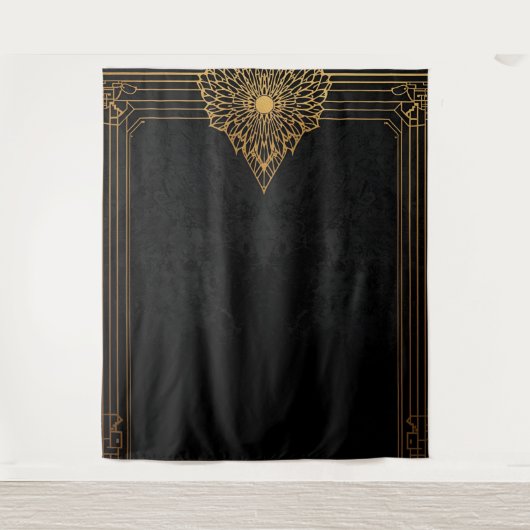 Black and Gold Art Deco Backdrop Wandteppich (Vorderseite)