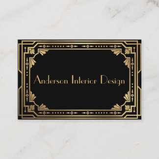 Black and Gold Art Deco Business Card Visitenkarte