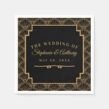 Black and Gold Art Deco Fan Blume Hochzeit