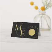 Black and Gold Art Deco Gatsby 1920er Hochzeit Platzkarte (Vorderseite)