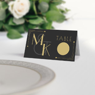 Black and Gold Art Deco Gatsby 1920er Hochzeit Platzkarte