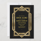 Black and Gold Art Deco Gold Bridal Shower Einladung (Vorderseite)
