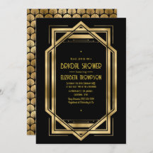 Black and Gold Art Deco Gold Bridal Shower