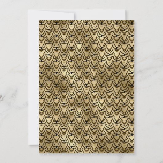 Black and Gold Art Deco Gold Rehearsal Dinner Einladung (Rückseite)