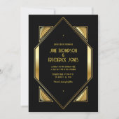 Black and Gold Art Deco Gold Wedding Photo Einladung (Vorderseite)