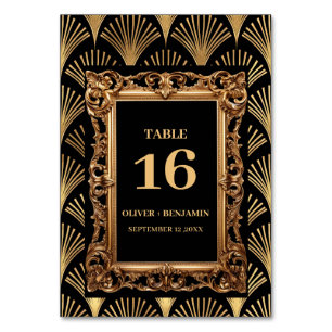 Black and Gold Art Deco Hochzeit Tischnummer