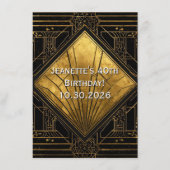 Black and Gold Art Deco Invitation Einladung (Vorderseite)