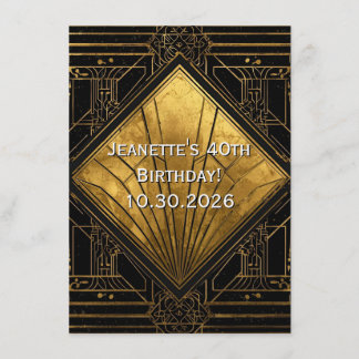 Black and Gold Art Deco Invitation Einladung