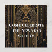 Black and Gold Art Deco Invitation Einladung (Vorderseite)
