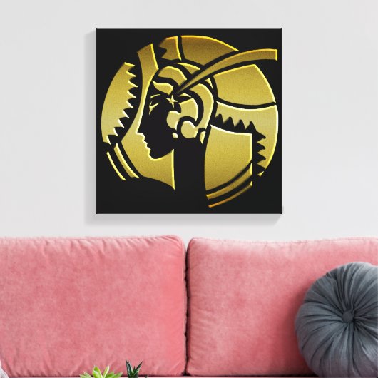 Black and Gold Art Deco Lady Leinwanddruck (Insitu (Wohnzimmer))