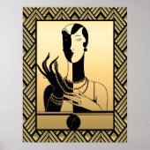Black and Gold Art Deco Lady Poster (Vorne)