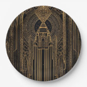 Black and Gold Art Deco Paper Napkin Pappteller (Vorderseite)