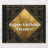 Black and Gold Art Deco Paper Napkins Bierflaschenetikett (Einzelnes Label)