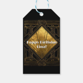 Black and Gold Art Deco Paper Napkins Geschenkanhänger