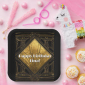 Black and Gold Art Deco Paper Napkins Pappteller (Party)