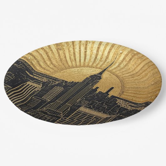 Black and Gold Art Deco Paper Napkins Pappteller (Schrägansicht)