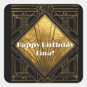 Black and Gold Art Deco Paper Napkins Quadratischer Aufkleber (Vorderseite)