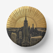 Black and Gold Art Deco Paper Plates Pappteller (Vorderseite)