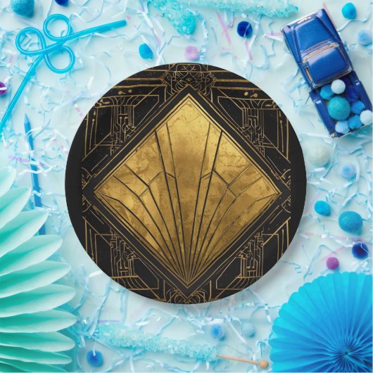 Black and Gold Art Deco Pappteller (Party)