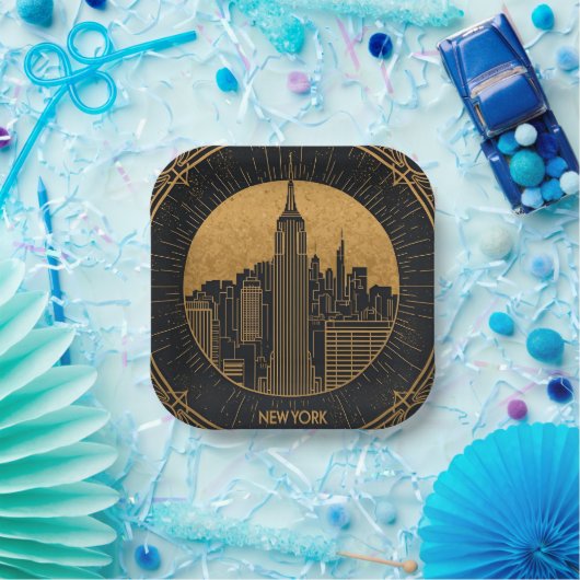 Black and Gold Art Deco Pappteller (Party)