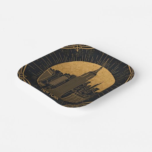 Black and Gold Art Deco Pappteller (Gewinkelt)