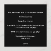 Black and Gold Art Deco Party Hat Einladung (Rückseite)