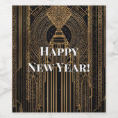 Black and Gold Art Deco Party Hat Weinetikett (Einzelnes Label)