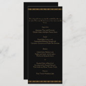 Black and Gold Art Deco Peacock Hochzeitsmenü Menükarte (Vorne/Hinten)